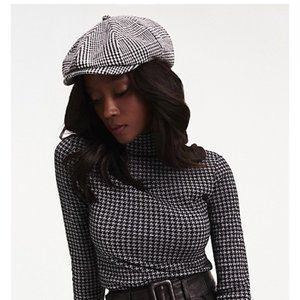 ZENDAYA HOUNDSTOOTH CHECK PAPERBOY HAT